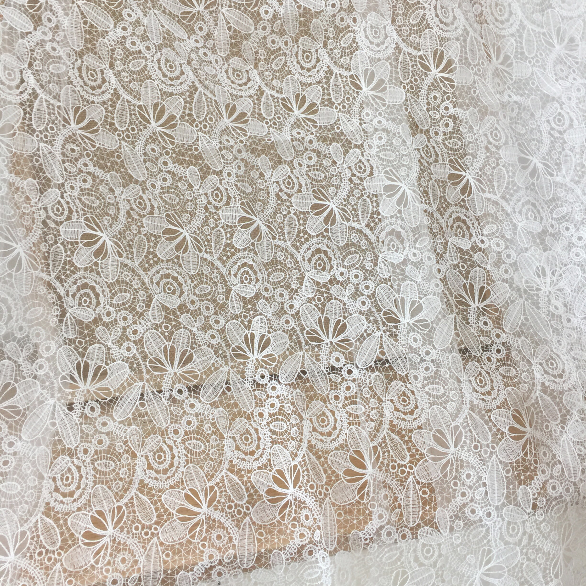 Off White Couture Wedding Lace Fabric Flower Crochet Bridal - Etsy