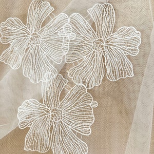 100 pièces blanc cassé motif dentelle au crochet d'Alençon, motif fleur patch pour voile de mariage coiffe de mariée fleurs de cheveux