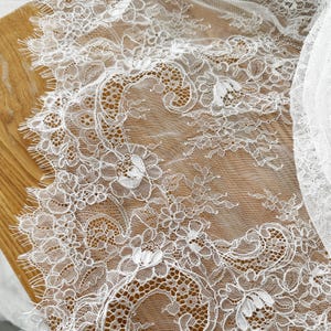 3 Meters 150cm Wide Hand Cord Alencon lace fabric trim for wedding shrugs, bridal gown, lace top overlay