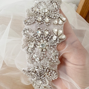 Super Luxury Rhinestone Applique ,Crystal Applique ,Rhinestone Trim for Bridal Sash Wedding Belt