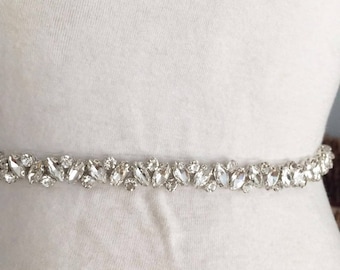 Fine bordure en dentelle de perles de strass et de cristaux pour ceinture de mariage, ceinture de mariée, bretelles de robe de mariée, ceinture de demoiselles d&#39;honneur, serre-tête en strass