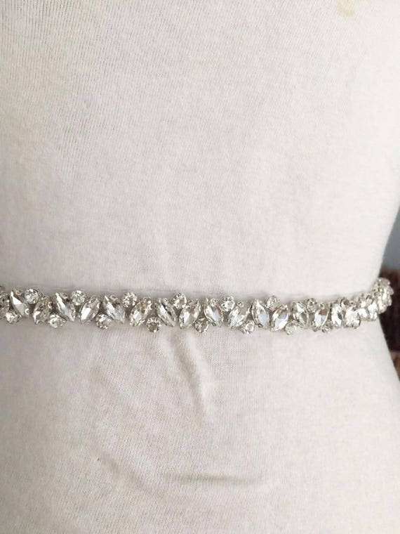 Thin Rhinestone And Crystal Beaded Lace Trim For Wedding Belt Etsy