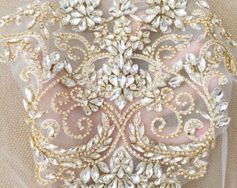 Rhinestone Crystal Beaded Bridal Applique, Wedding Sash  display picture 1