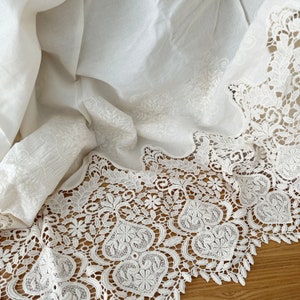 1 werf puur katoenen guipurekantstof op maat gesneden, beige katoenen bloemenstof, stof bruidsjurk, gordijnen of kleding naaien