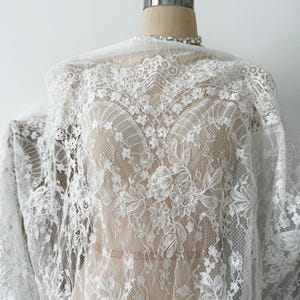 3 Meters Hand made alencon lace fabric trim for wedding shrugs, bridal gown, lace top overlay 150cm Wide