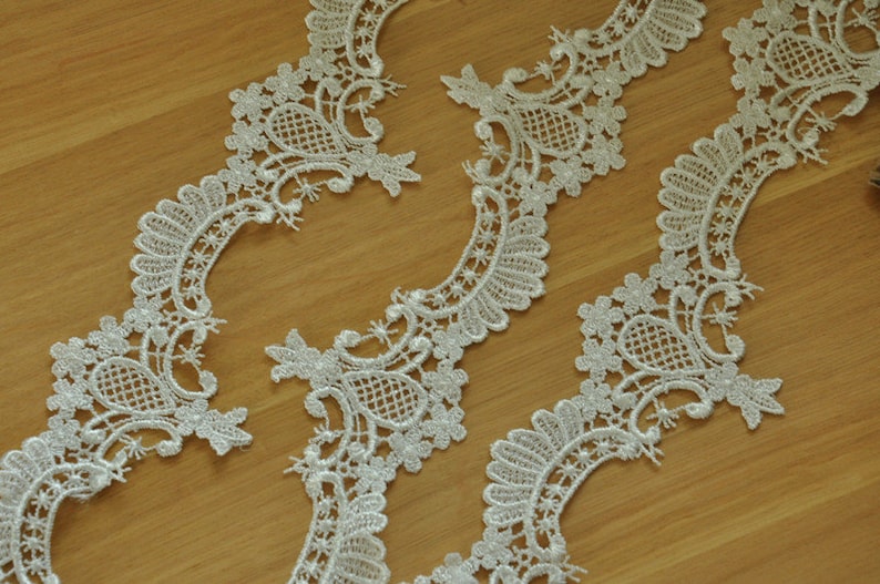Jewelry 15 yards Ivory Venice Lace Trim Crochet Bridal Lace Trim for Veils Costume Design