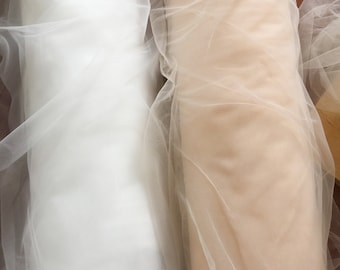 300cm Wide Off Whitw Soft Flowy FAT Quarter Tulle for Bridal Veils Gown, Garters, Embroidery, Costumes