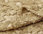Gold Lace Fabric Sequin Beaded Lace Fabric for Wedding Dresss Gown Party Dress Design Super Luxury