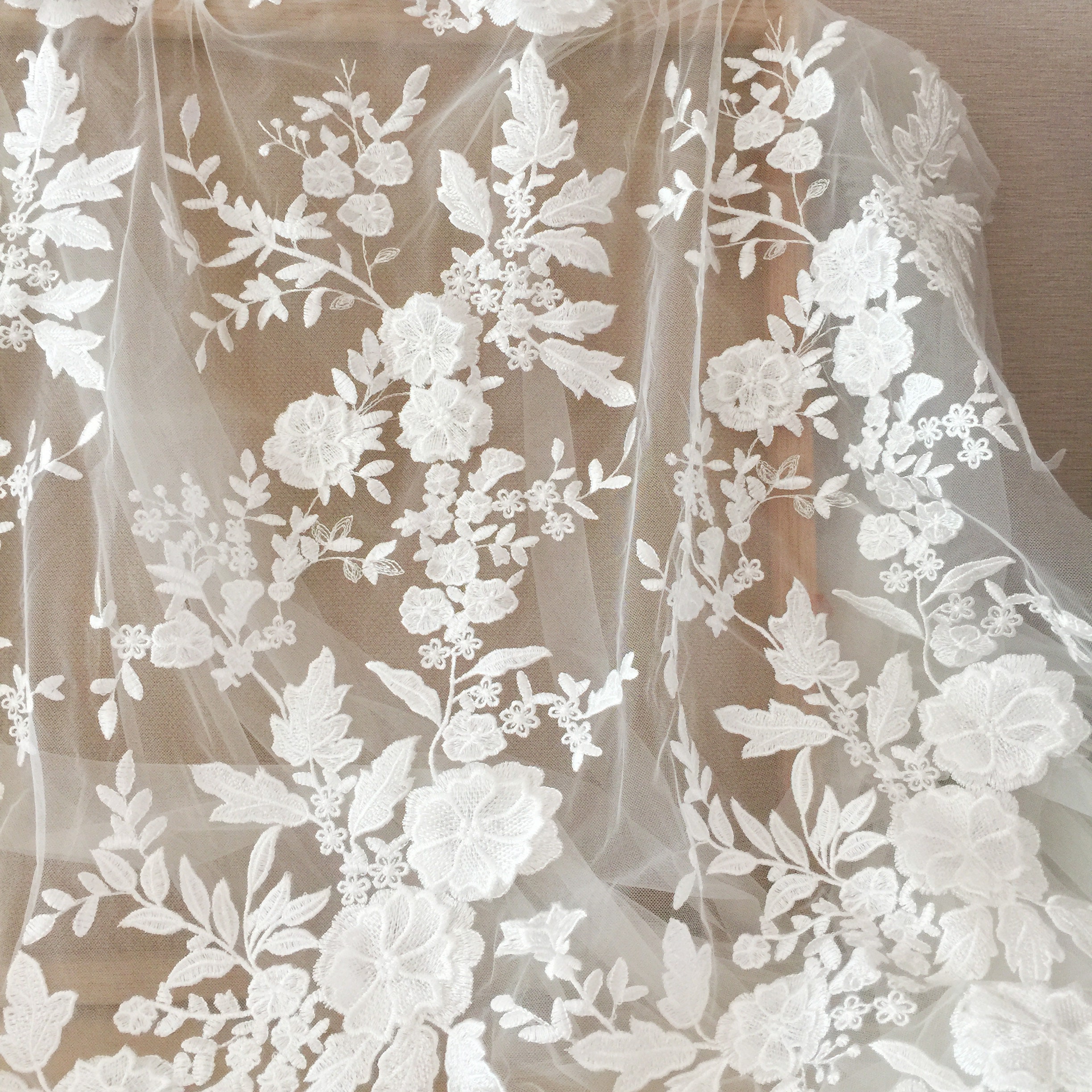 MEDI EMBROIDERY TULLE LACE DRESS ホワイト S