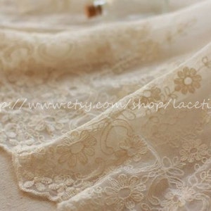 Lace Fabric Trim Vintage Style White Embroidered Floral Lace for Wedding Dress Veil Bridal Wedding Lace image 3
