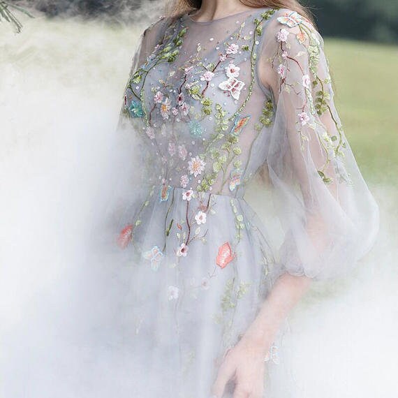 Embroidery Lace Retro Prom Gown Lace Fabric Tulle Lace Fabric for Evening Dress By The Yard Floral Lace Fabric