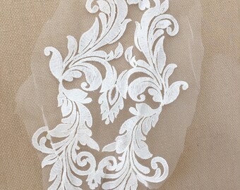 Ivoire Alençon Robe de mariée Corsage Dentelle Applique