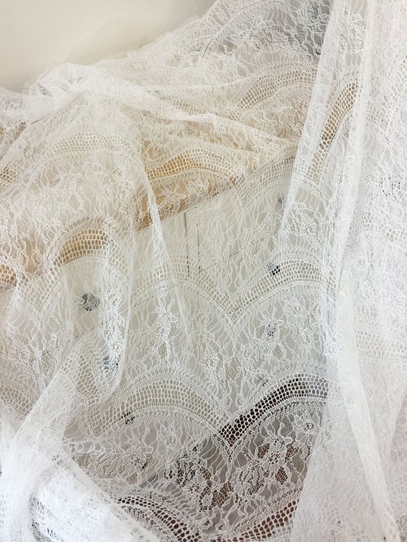 3 METER PIECE Bridal Chantilly Lace Fabric Lingerie Lace | Etsy