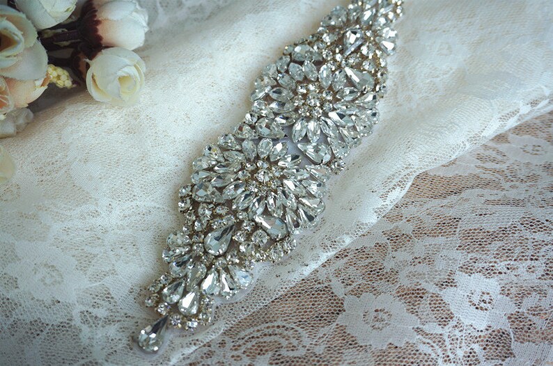 Rhinestone applique Bridal Applique wedding applique pearl Etsy