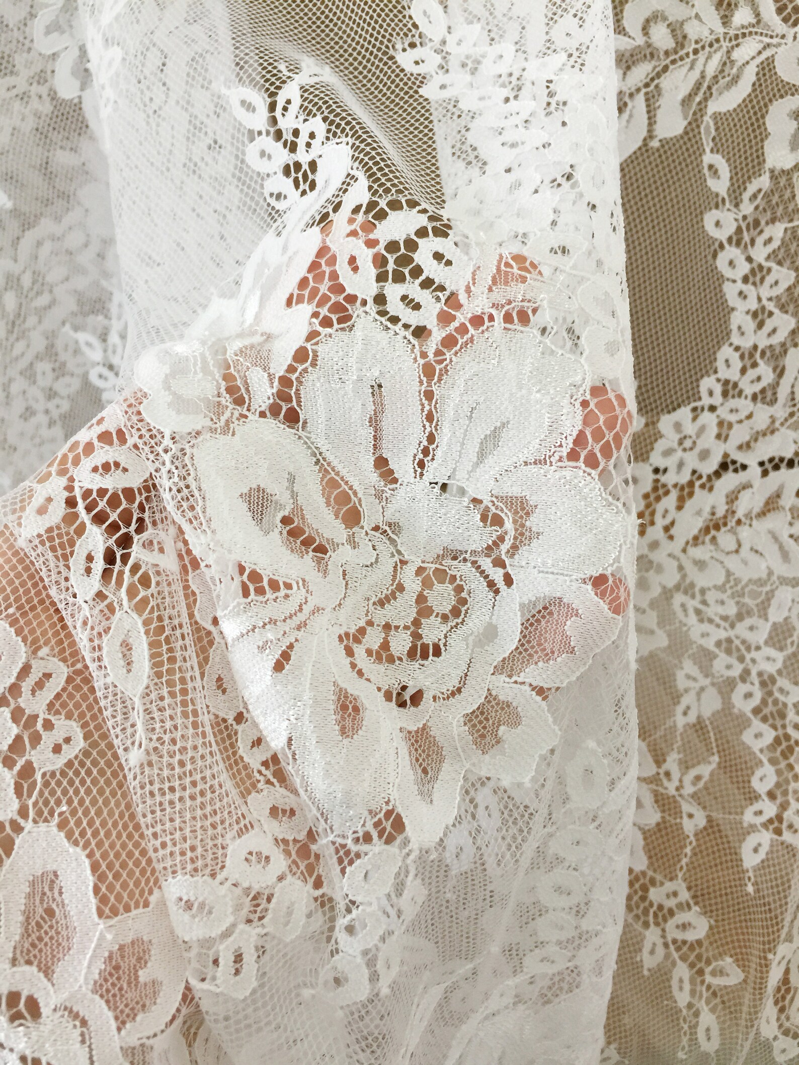 Off White Chantilly Lace Fabric by the Yard Soft Tulle Etsy