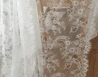 3 yards Eyelash Lace Fabric in Ivory  for Bridal Gowns, Mantilla Veils, Garments, Curtains