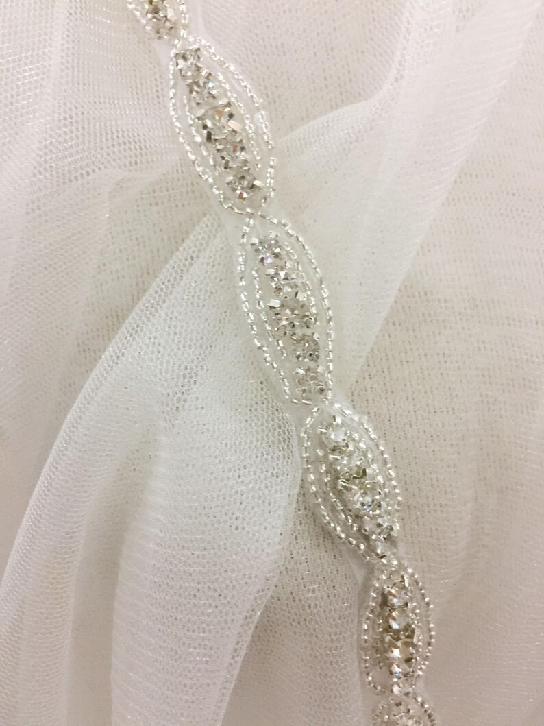 Thin Rhinestone Crystal Beaded Lace Trim for Wedding Belt Etsy