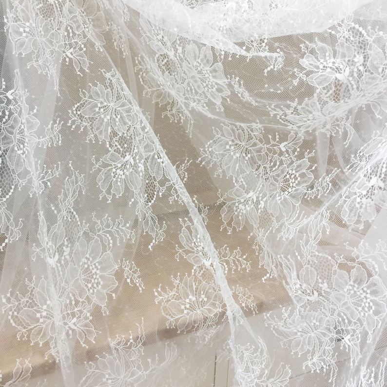 1 Yard off White Clear Sequin Bridal Veil Lace Fabric Wedding - Etsy