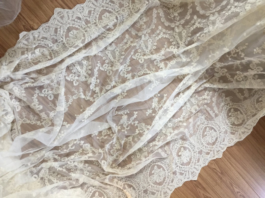 Vintage Style Lace Fabric in off White, French Lace Fabric, Wedding ...
