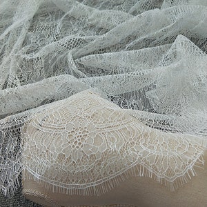 3 METER Bridal Chantilly Lace Fabric, Lingerie Lace, Eyelash Wedding ...