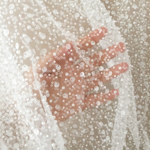 Porcelain White 3D Seed Pearl Beaded Lace Fabric, Wedding Couture Bridal  Dress Lace Fabric by Yard
