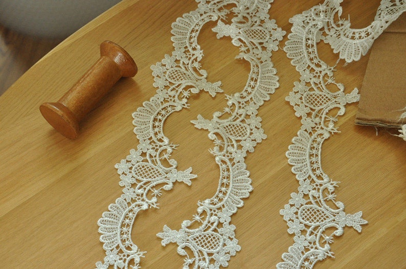 Jewelry 15 yards Ivory Venice Lace Trim Crochet Bridal Lace Trim for Veils Costume Design