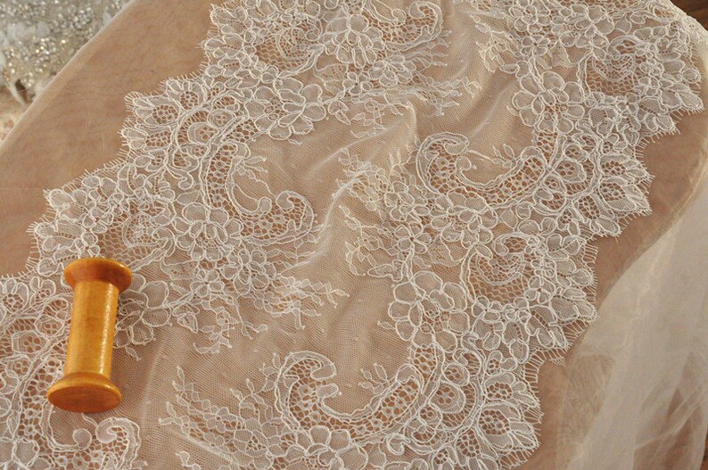 3 Meters French Eyelash Alencon Lace Victorian Style Wedding Lace Bridal Antique Style Lace Trim