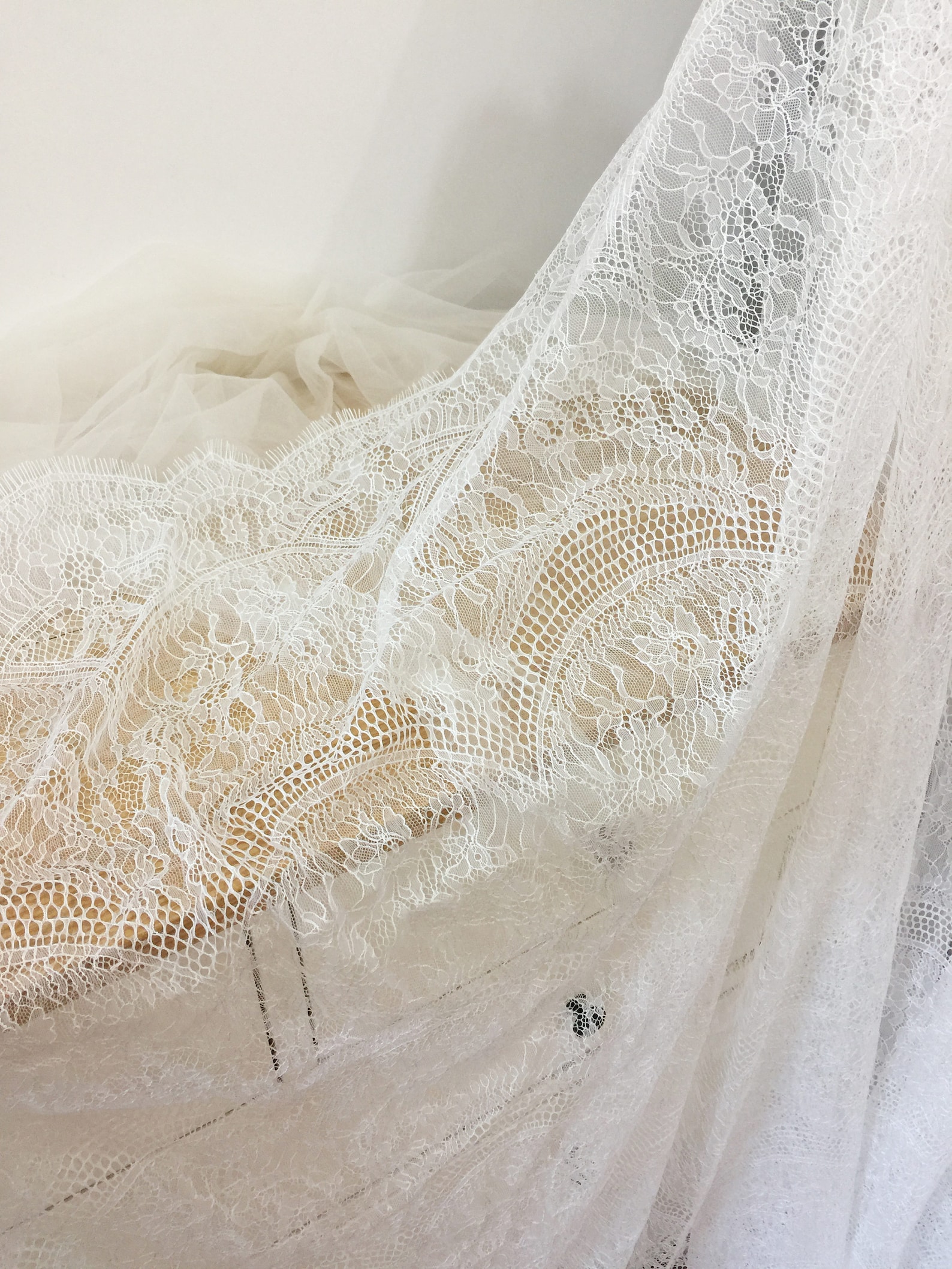 3 METER Bridal Chantilly Lace Fabric Lingerie Lace Eyelash | Etsy