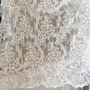 SALE Off white Lace Fabric , Retro Embroidered Lace Fabric, French Lace Fabric, Bridal Lace Fabric image 8