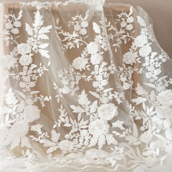 lace by the yard for wedding dress Delicate Botanic Lace Fabric for Wedding Dress