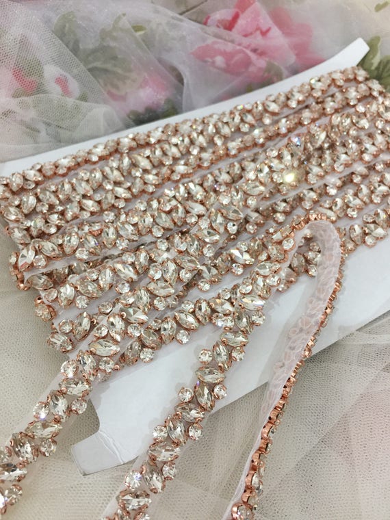 Cintura da sposa con strass in cristallo color oro rosa, fascia da Cintura da sposa con strass in cristallo color oro rosa, fascia da