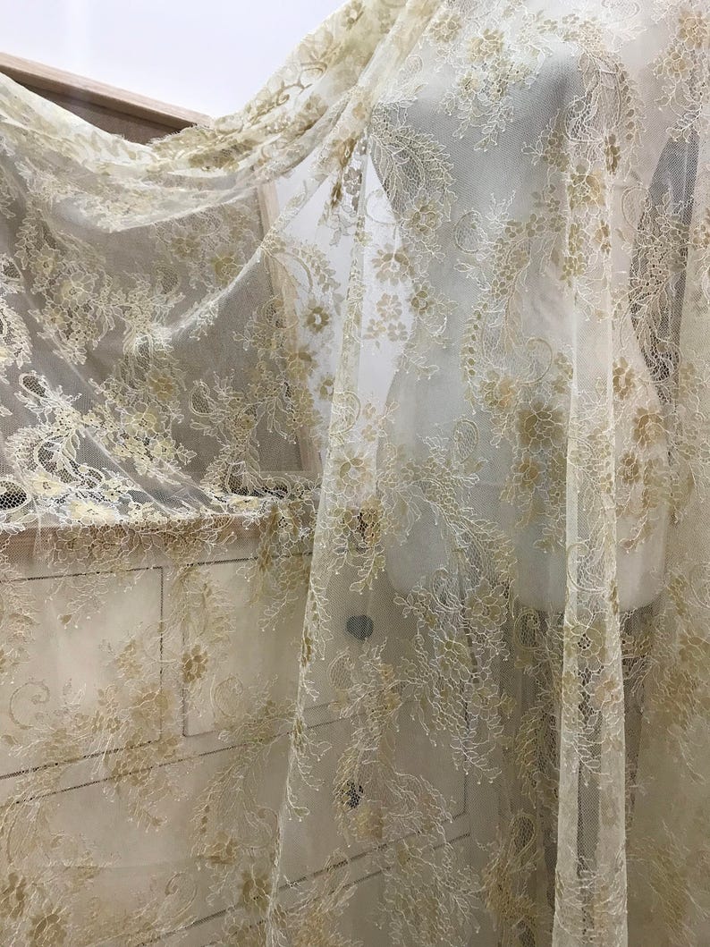 Melted Gold French Plain Lace FLP-006 Fabric