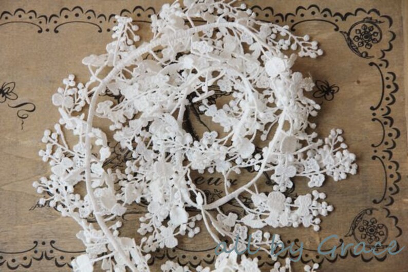 SALE Ivory Fabric Lace Trim Super Exquisite Teardrop Lace Wedding Bridal Bracelet Jewelry Design image 3