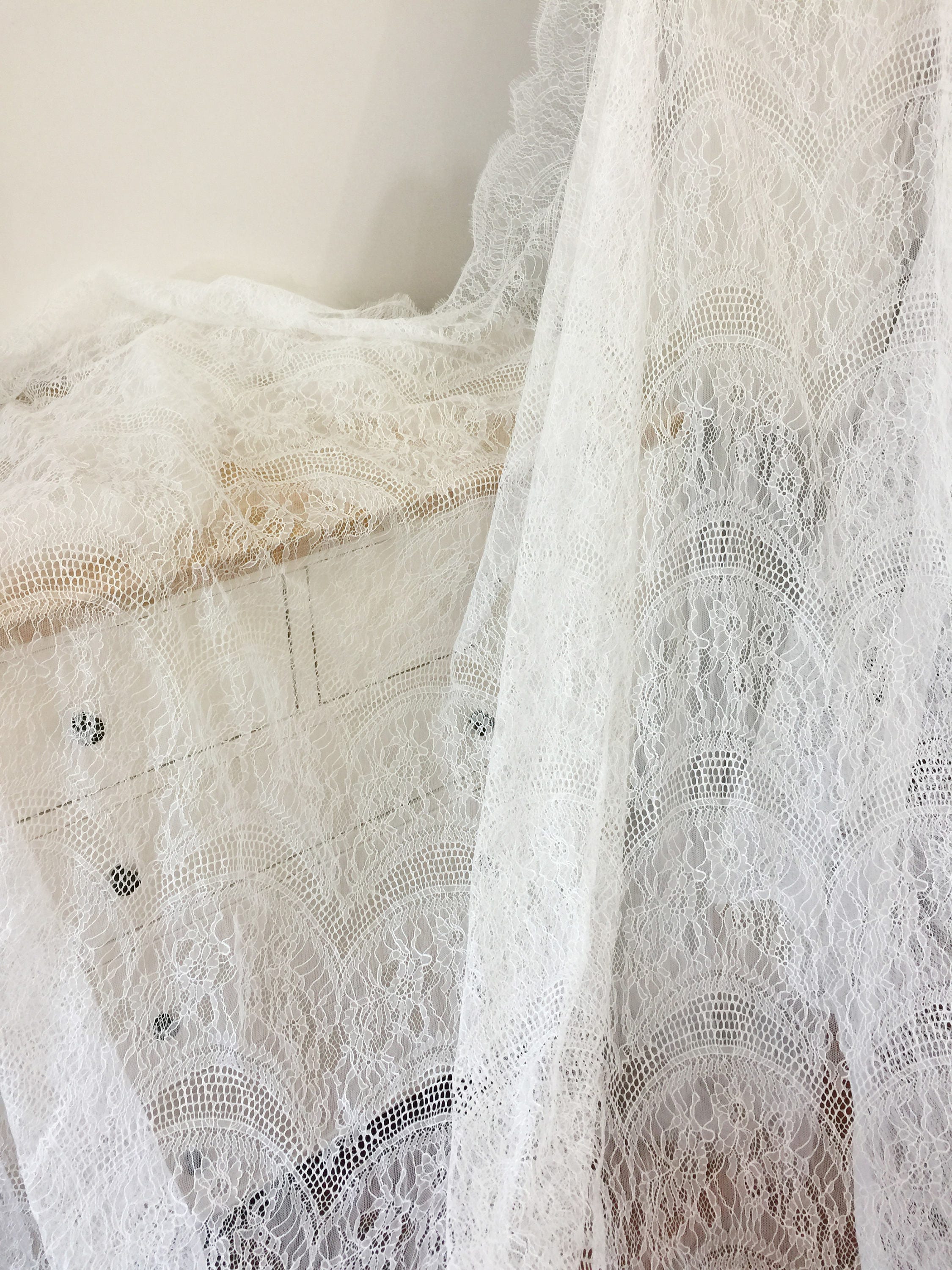 3 METER PIECE Bridal Chantilly Lace Fabric Lingerie Lace | Etsy