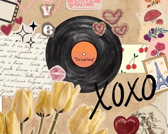 Vintage Love Collage Kunstdruck, Valentinstag Dekor