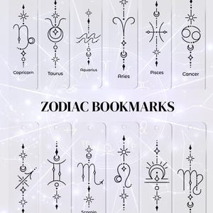 Marcapáginas del zodíaco, signo zodiacal, acrílico, arte minimalista celestial lineal, regalo para amantes de la astrología