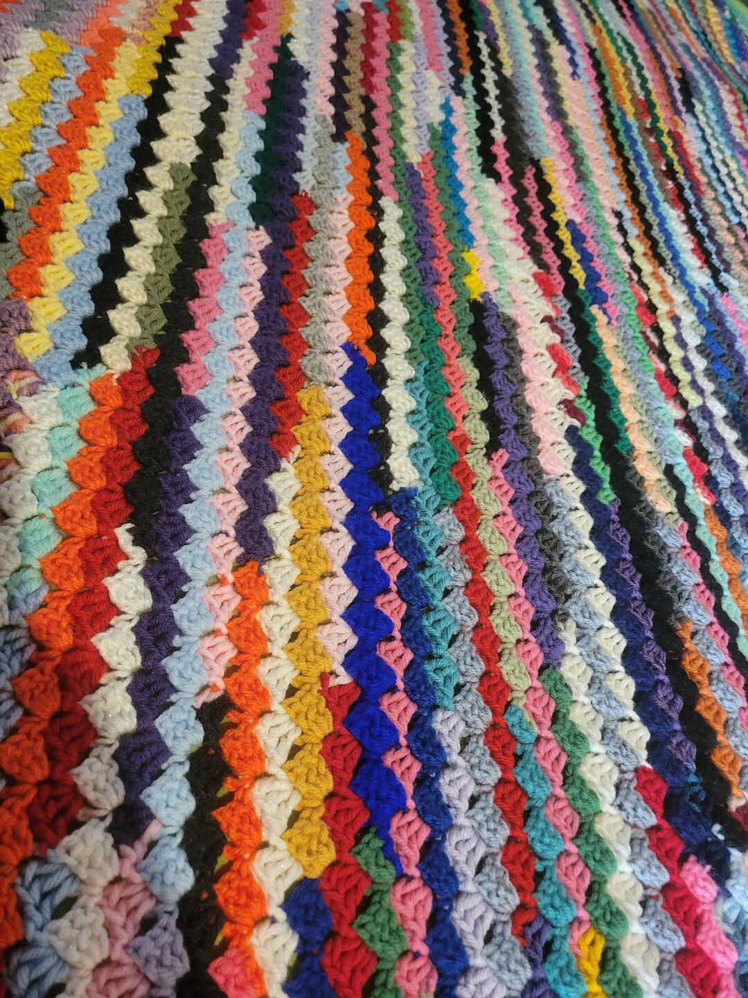 Crochet Explosion Rainbow Explosion C2C Crochet Blanket King Size Handmade Thro - Etsy