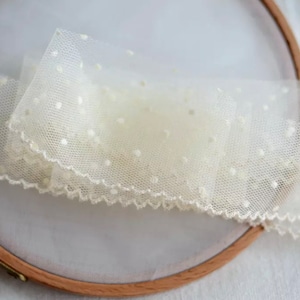 1 1/2 Inch Dot Lace By the Yard Cream Ivory scalloped doll trim 2.7 cm scalloped doll trim lingerie lace stretchy