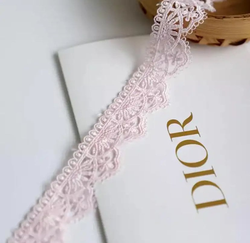 Pink 1 Inch Lace Trim by the Yard Doll Trim Crochet Choker Necklace ...