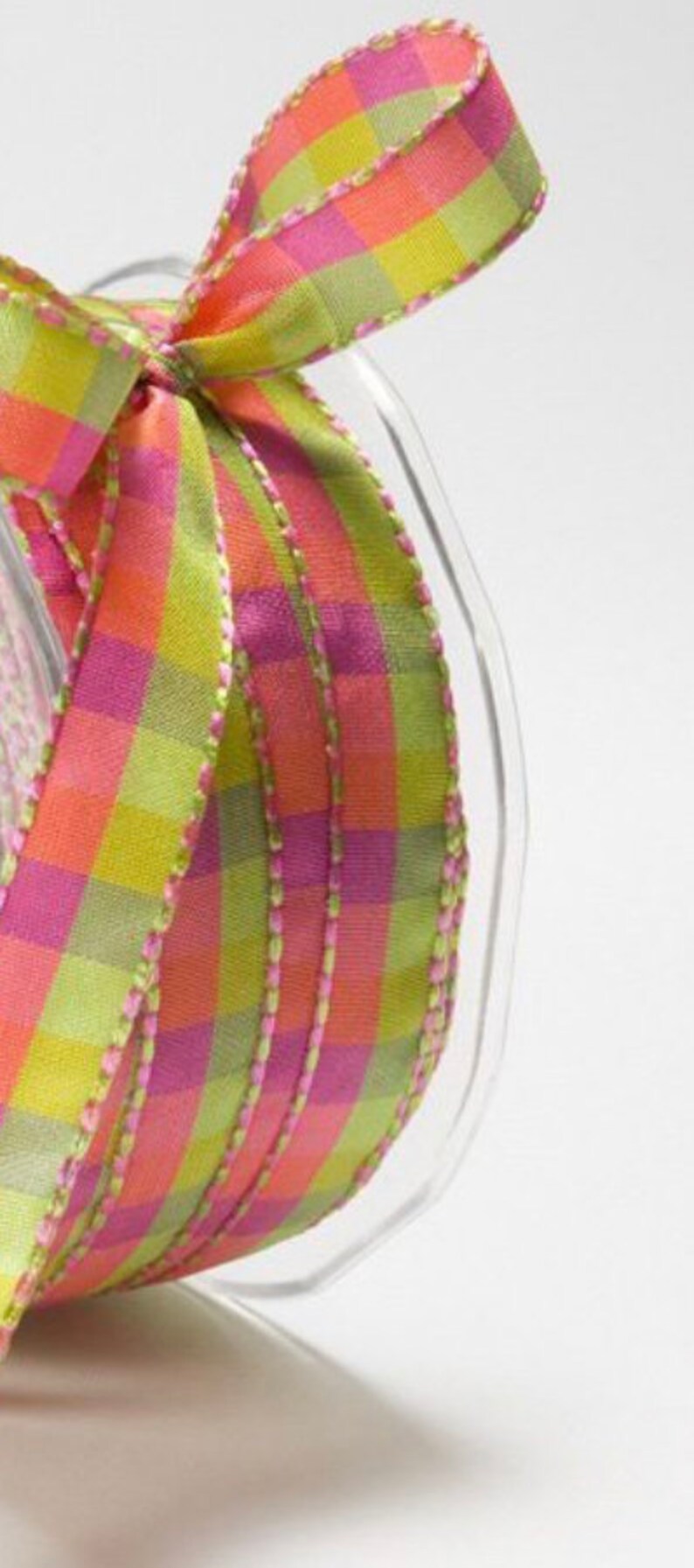 1/2 Inch Multi-color Checkered Ribbon With Woven Stitched Edge Ribbon ...