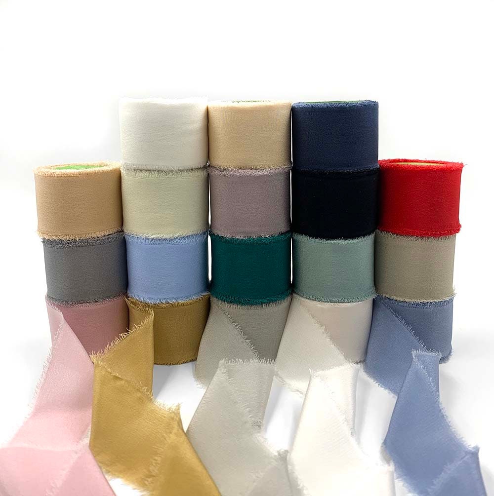 Silk Ribbons with Frayed Edges in 28 Colors - 5 YARDS – Ribbons