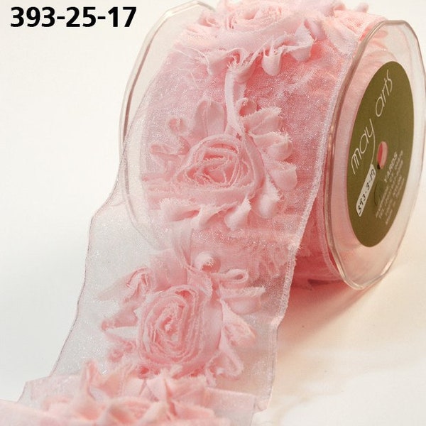 2,5 pouces Shimmer Sheer avec des fleurs effilochées avec bord filaire Shabby Flowers Fabric Flowers Frou Frou Flowers