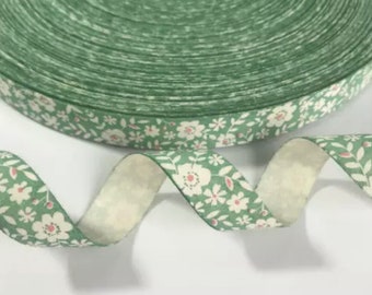 Green Floral by the yard 1/2 Inch Printed For dolls hair, craft ribbon