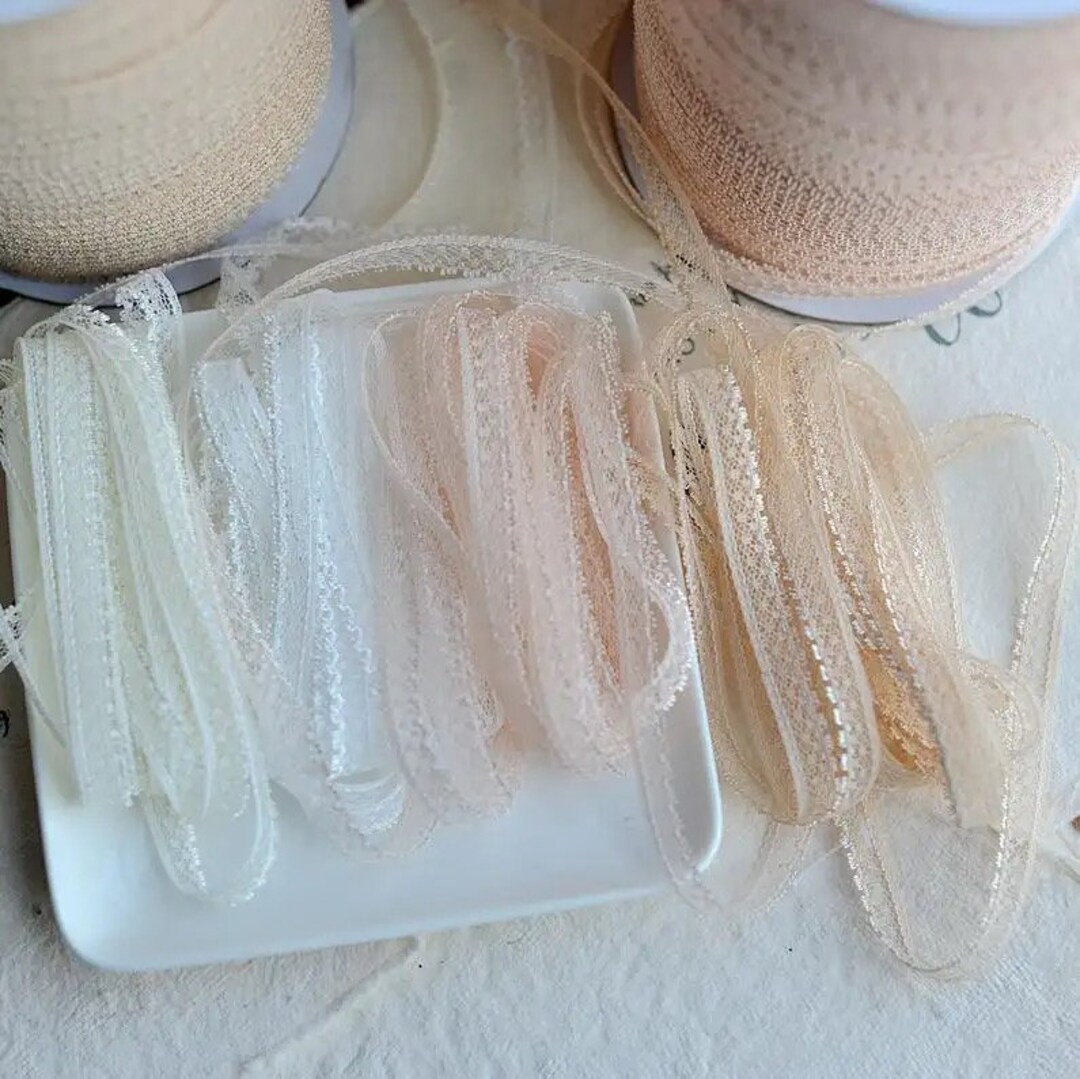 1/4 Inch Delicate Lace by the Yard White Doll Trim Apricot Pink Cream ...