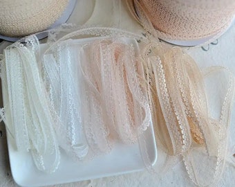 1/4 Inch delicate Lace By the Yard White doll trim apricot pink cream beige grey ivory light blue
