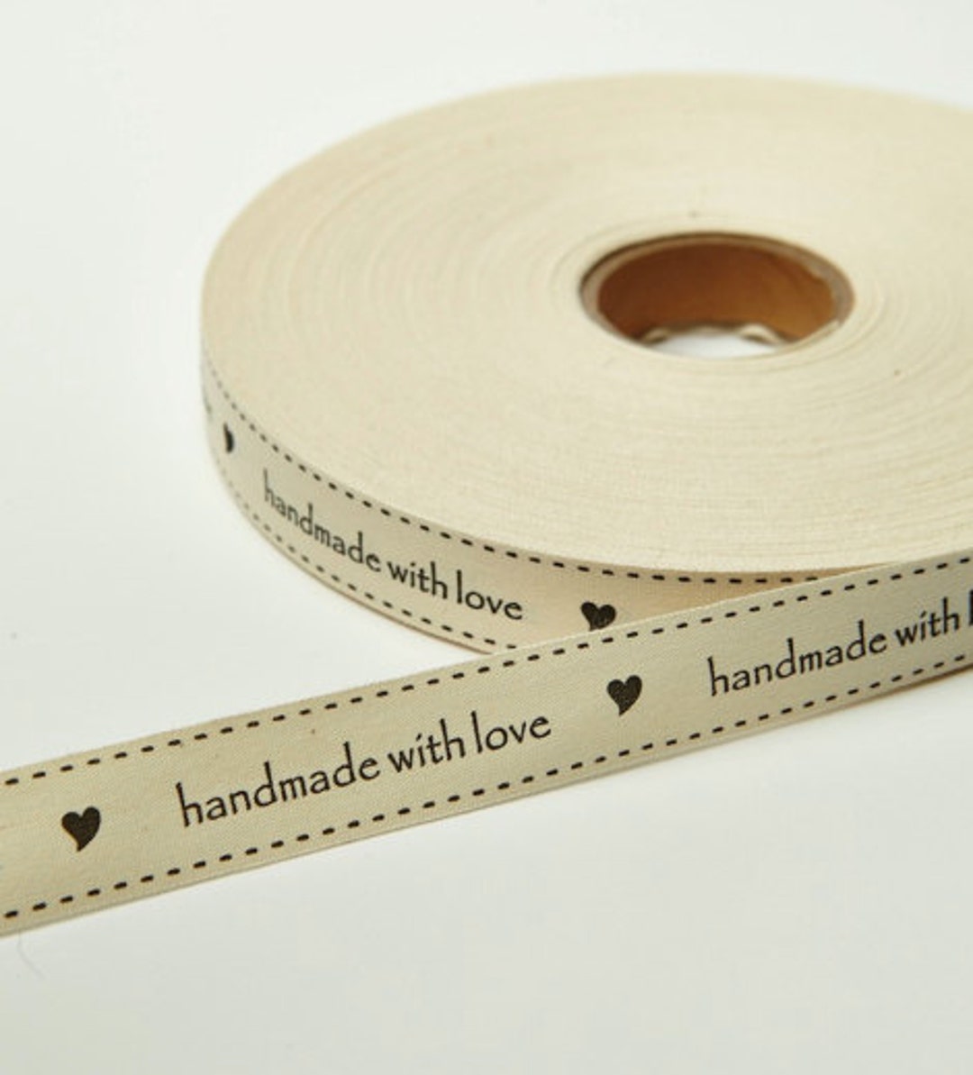 Ivory Canvas Ribbon DIY by the Yard Handmade With Love 3/4 Inch Printed ...