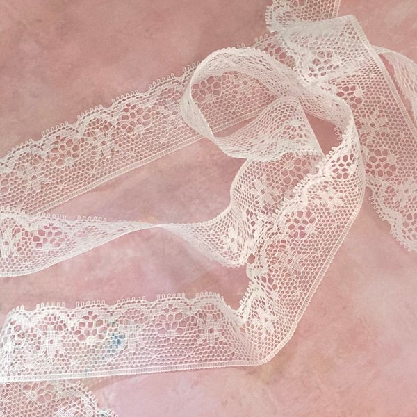 3/4 Inch Lace By the Yard White scalloped doll trim 2 cm scalloped doll trim lingerie lace stretchy