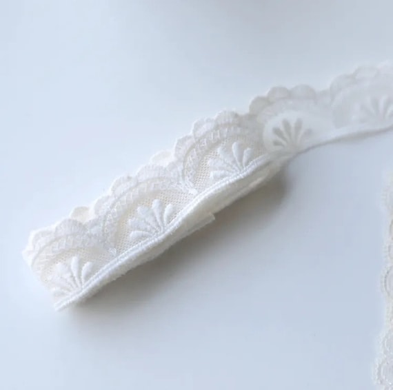 1 Inch White Cream White Cotton Lace Trim  By the Yard Doll Trim
