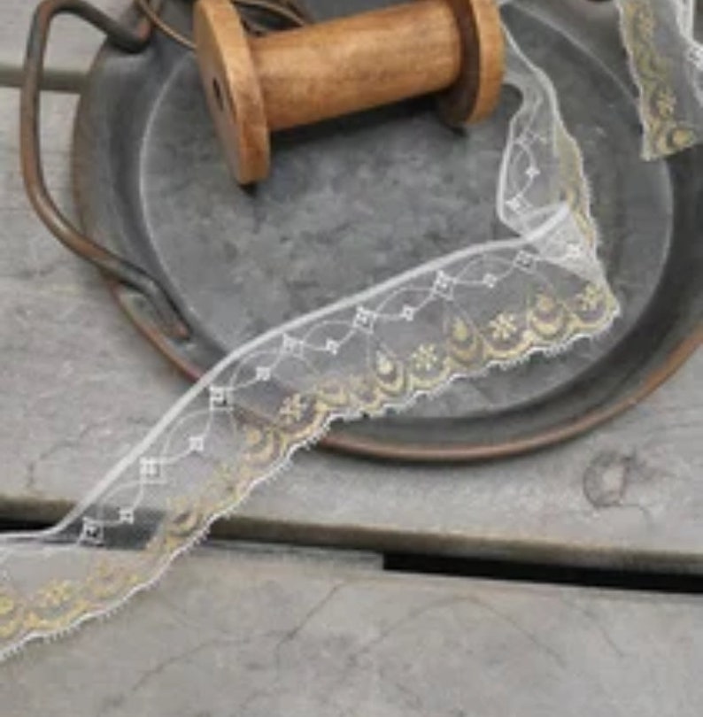 White Gold 1 Inch Lace Trim by the Yard Doll Trim Choker Necklace Small ...