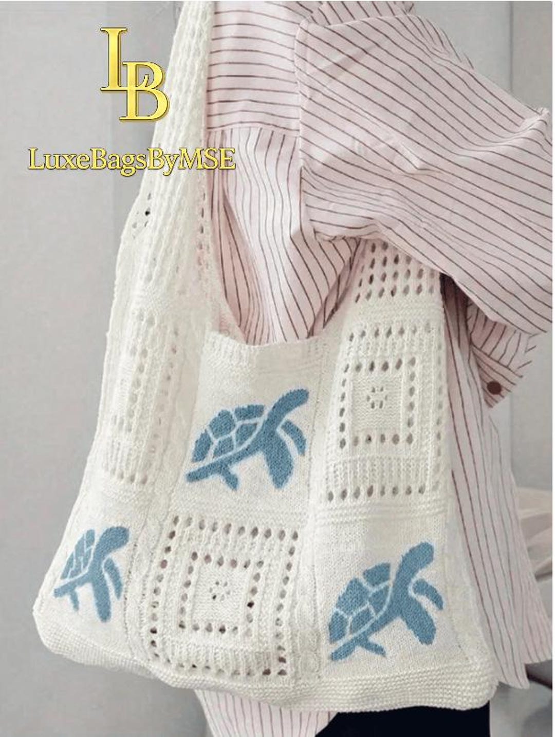 Crochet Sea Turtle Beach Tote for Women Large Capacity Boho Summer Bag ...